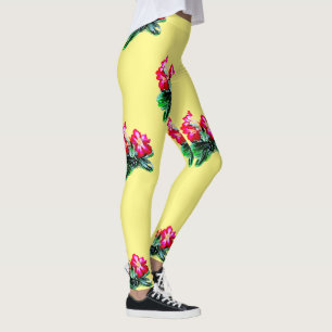rode adeniumbloemen leggings