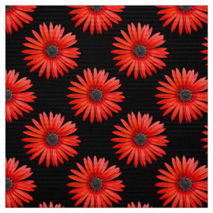 Rode Afrikaanse Daisy Pattern op Black Stof