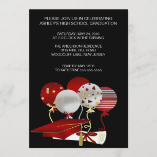 Rode Afstudeerder Pet Foto Afstuderen Uitnodiging