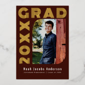 Rode Afstuderen Folie Afstuderen Fotoaankondiging Folie Uitnodiging (Voorkant)