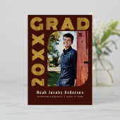 Rode Afstuderen Folie Afstuderen Fotoaankondiging Folie Uitnodiging (Staand Voorkant)