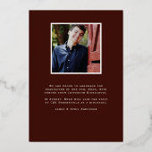 Rode Afstuderen Folie Afstuderen Fotoaankondiging Folie Uitnodiging (Achterkant)