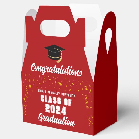 Rode Afstuderen Klasse van 2024 Gefeliciteerd Part Bedankdoosjes (Geopend)