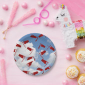 rode afstuderen petten in de lucht papieren bordje (Feest)