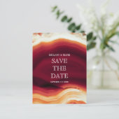 Rode agaat geode herfst bruiloft Save the Date Aankondigingskaart (Staand voorkant)