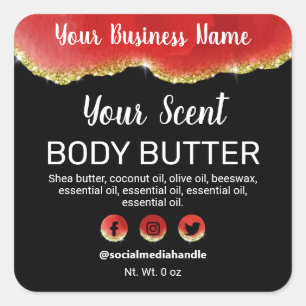 Rode Agaat Gouden Trim Glitter Zwart Product Label