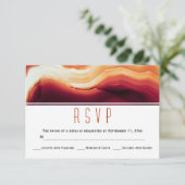 Rode agaat slice geode herfstkleuren bruiloft RSVP (Staand voorkant)