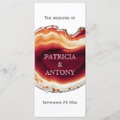 Rode agaat slice, geode modern herfst bruiloft pro programma (Voorkant)