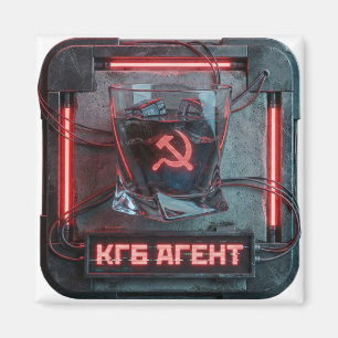 Rode Agent Vodka Shot Cyberpunk Magneet