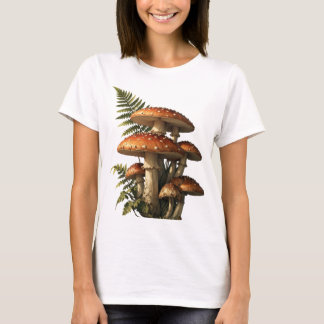 Rode Amanita-paddenstoelen met varen Botanisch T-shirt