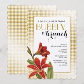 Rode Amaryllis Bloem Goud gecontroleerd Kaart (Voorkant / Achterkant)