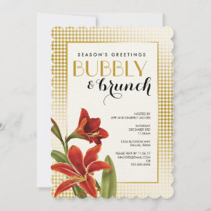 Rode Amaryllis Bloem Goud gecontroleerd Kaart
