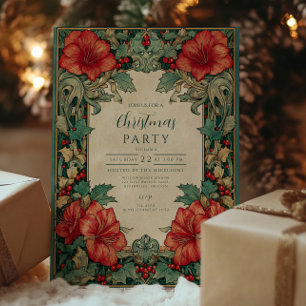 Rode Amaryllis Botanische Kerst Kaart