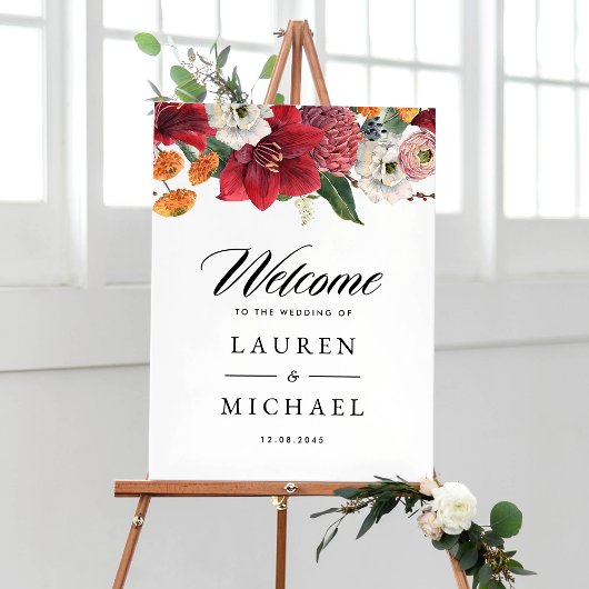Rode Amaryllis Botanische Winter Huwelijk Welkom Poster