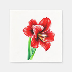 Rode amaryllis in Waterverf Servet