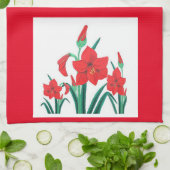 Rode Amaryllis Keukenhanddoek Kerstcadeau decor (Gevouwen)