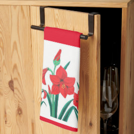 Rode Amaryllis Keukenhanddoek Kerstcadeau decor