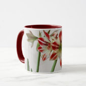 Rode amaryllis mok met aangepaste tekst (Voorkant links)