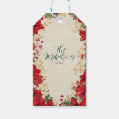 Rode Amaryllis rustieke kerstvakantie Cadeaulabel (Voorkant)