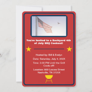 Rode Amerikaanse vlag 4 juli barbecue Kaart