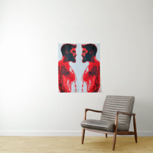 Rode Anatomie – Abstract Menselijk Spieronderzoek Wandkleed