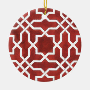 Rode Andalusische mozaïek ALHAMBRA Keramisch Ornament