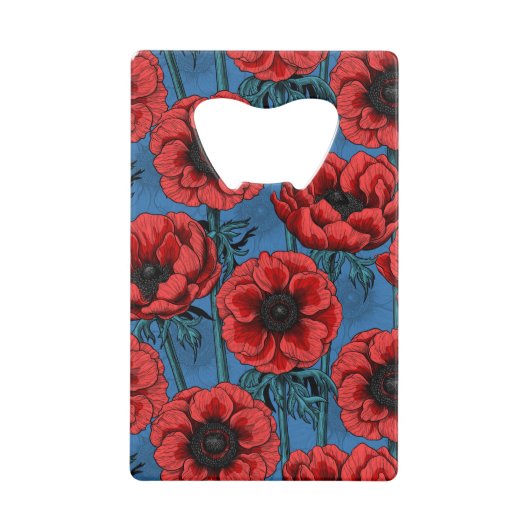 Rode anemontuin kredietkaart flessenopener (Voorkant)