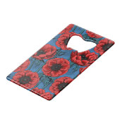 Rode anemontuin kredietkaart flessenopener (Achterkant Gekanteld)