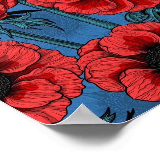Rode anemontuin poster (Hoek)
