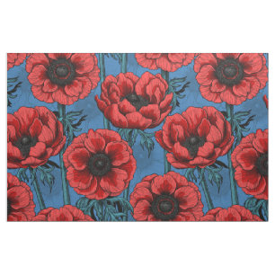 Rode anemontuin stof