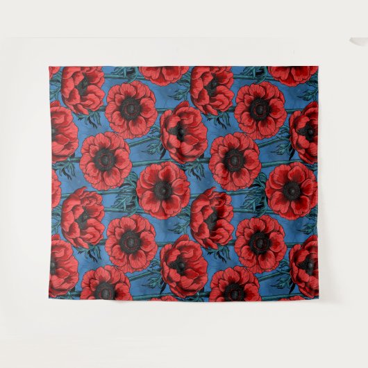 Rode anemontuin wandkleed (Voorkant (horizontaal))