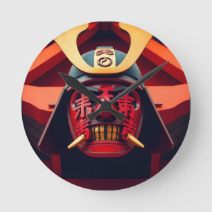 Rode anime-samurai-masker ronde klok