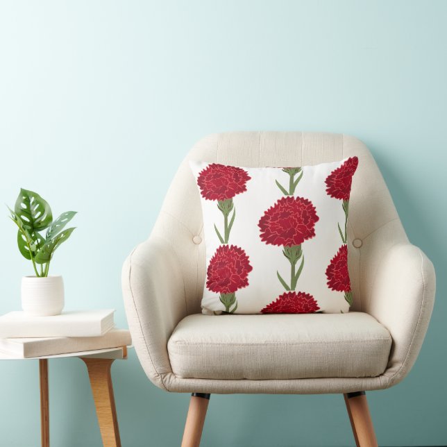 Rode anjer bloemen kussen (Stoel)