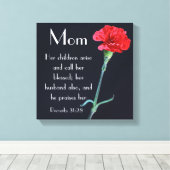 rode anjer Moederdag Bijbelvers Spreuken 31 Canvas Afdruk (Insitu (Houten vloer))