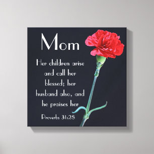 rode anjer Moederdag Bijbelververs Proverbs 31 Canvas Afdruk