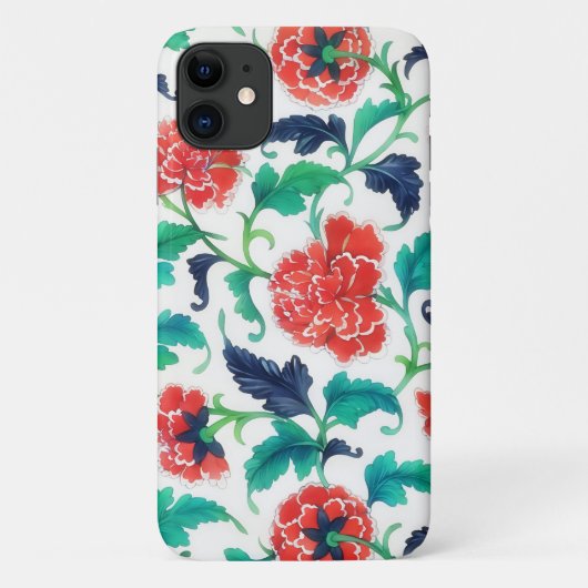Rode Anjer stijl Bloemenkunst Case-Mate iPhone Case (Achterkant)