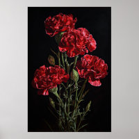 Rode anjers bloemenkunst print Poster