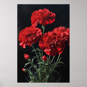Rode anjers bloemenkunst print Poster