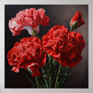 Rode anjers bloemenkunst print Poster