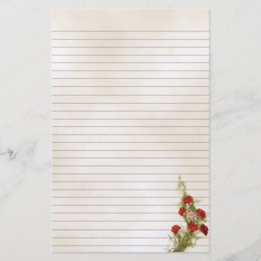 Rode anjers, illustratie briefpapier (Voorkant)