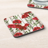 rode anjers in het wild drankjes onderzetter (Linkerzijde)