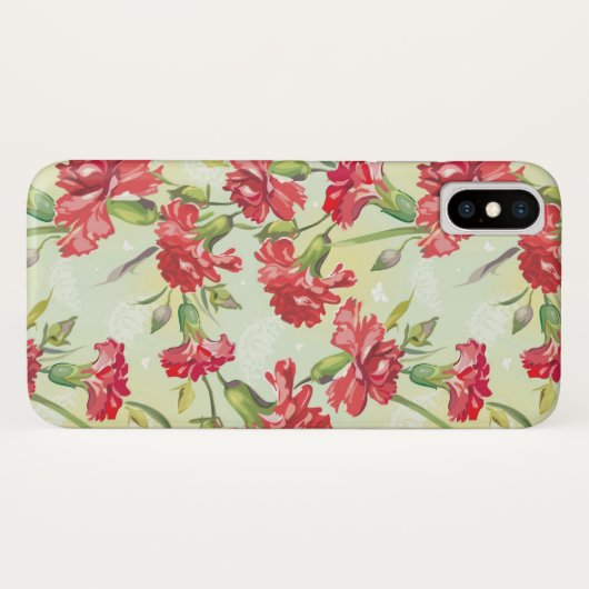 Rode anjers op groen met vlinders Case-Mate iPhone case (Achterkant (horizontaal))