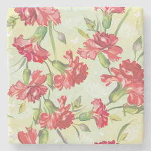 Rode anjers op groen met vlinders stenen onderzetter