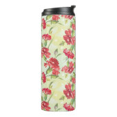 Rode anjers op groen met vlinders thermosbeker (Gedraaid links)
