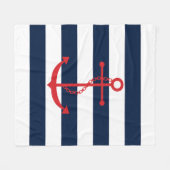 Rode anker op blauwe strepen fleece deken (Voorkant (Horizontaal))