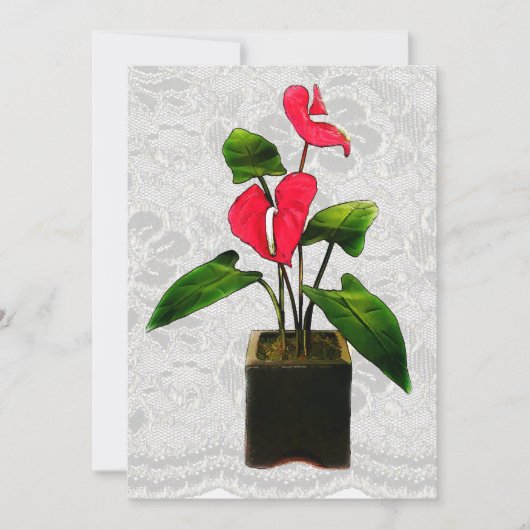 Rode anthurium in Planter Kaart (Voorkant)