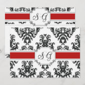 Rode Antiek Elegant Wedding Uitnodiging (Voorkant / Achterkant)