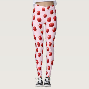 Rode appel aquarelpatroon stropdas leggings