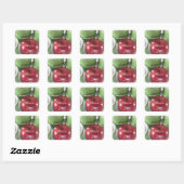 Rode Appel Dank Je Vierkante Sticker (Vel)