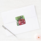 Rode Appel Dank Je Vierkante Sticker (Envelop)